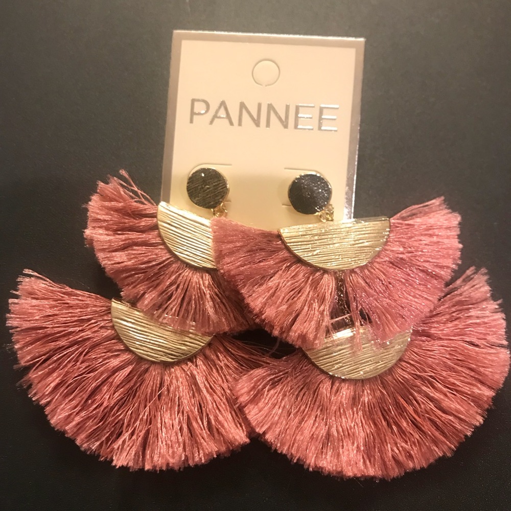 Rose gold fringe statement earrings